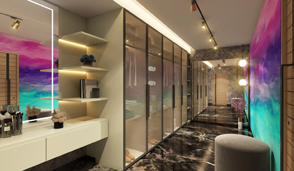 lose-up of a renderer using a plastic float to create a decorative, textured finish on a newly applied silicone render wall.