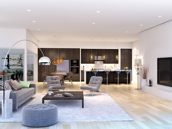 Polished, waterproof interior rendering applied inside a luxury bathroom shower, creating a sleek and modern look
